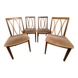 Mid century retro vintage teak and cloth dining chairs by GPlan 1970
