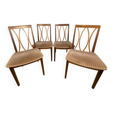 Mid century retro vintage teak and cloth dining chairs by GPlan 1970
