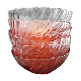 Set of 6 pink glass cups "Rosaline"