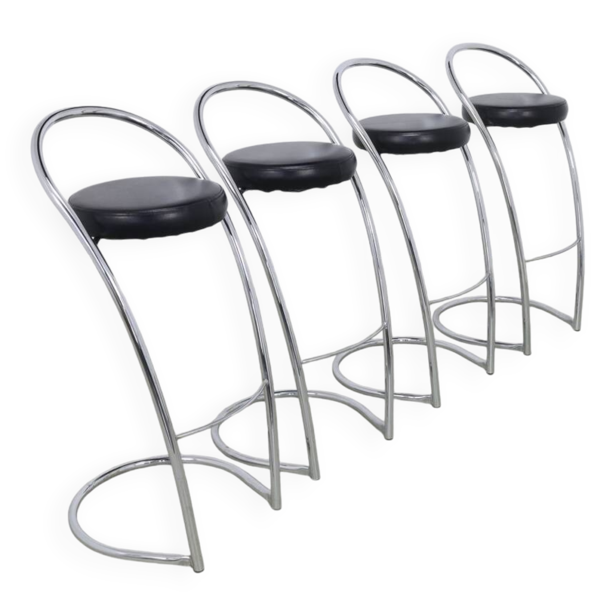 4x Barstool in Chrome, 1980s Italy