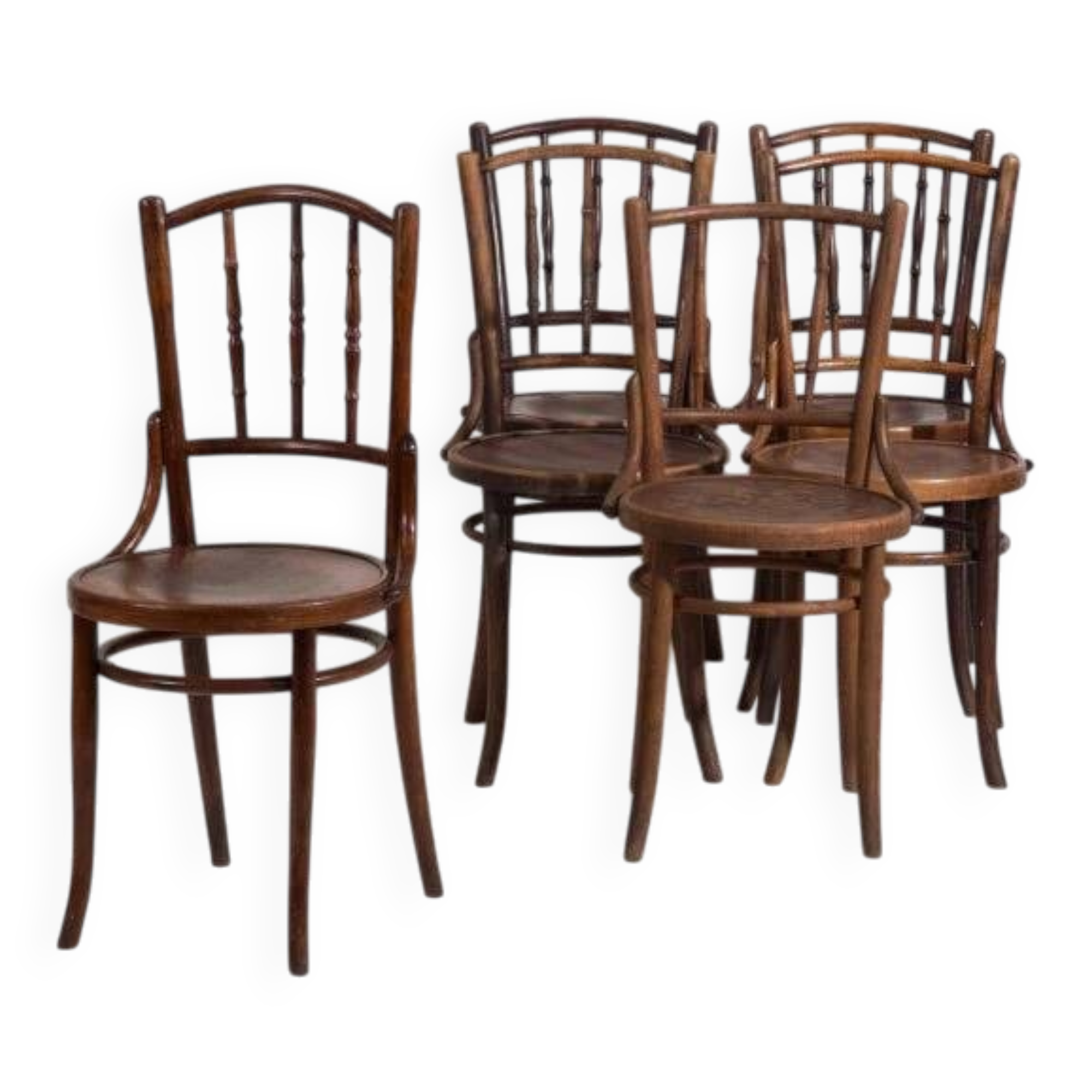 Antique Parisian café-style chairs (c. 1920). Set of 6, no. 3
