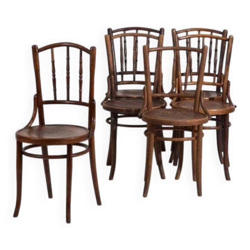 Antique Parisian café-style chairs (c. 1920). Set of 6, no. 3