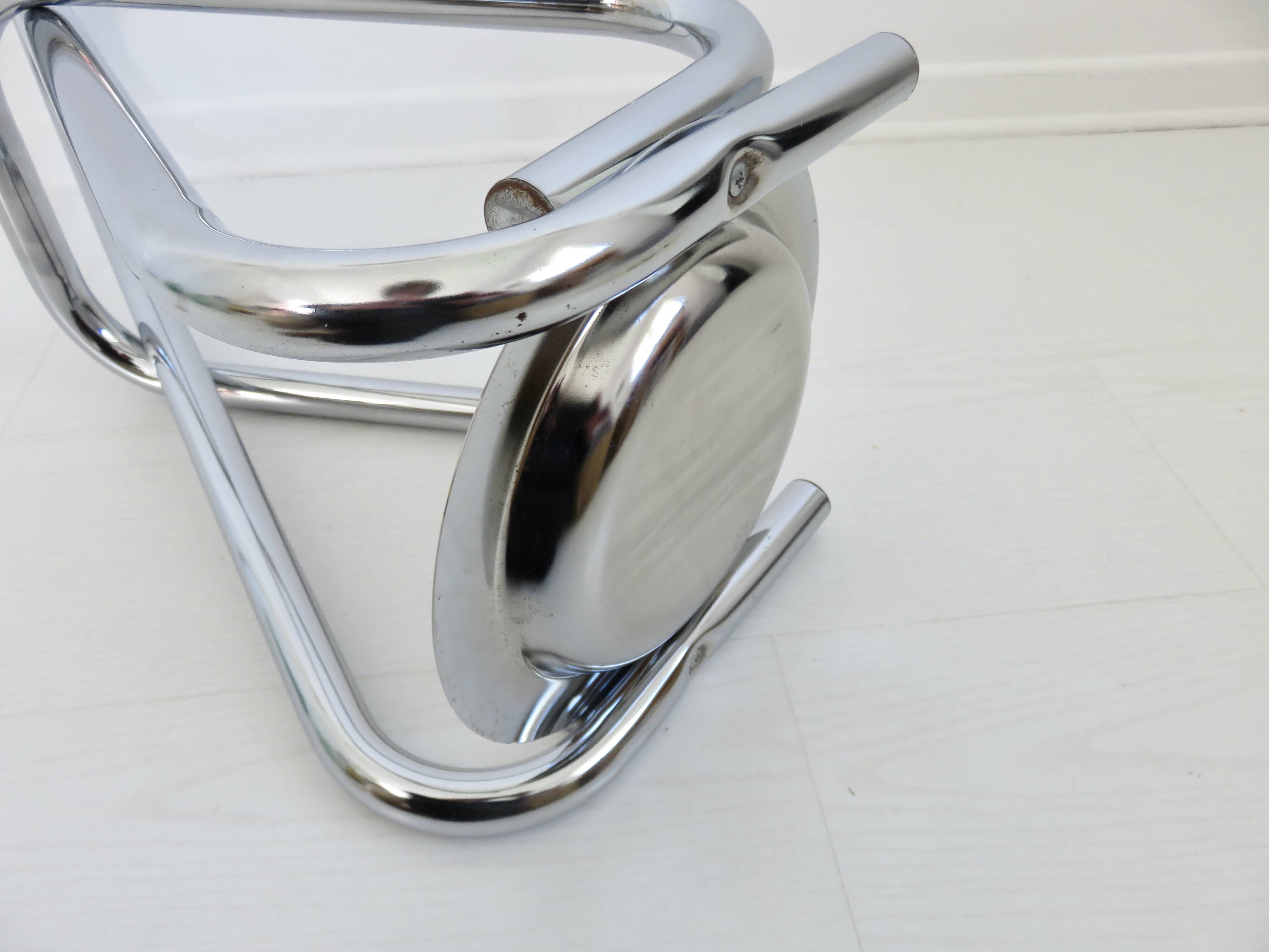 Chrome metal umbrella stand, space age, modernist, futuristic, 70's