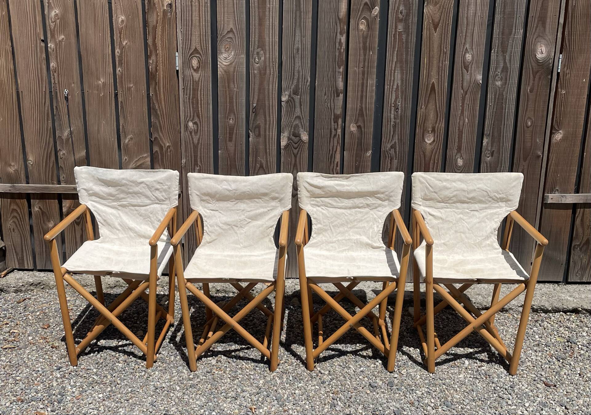 4 mid-century safari folding chairs