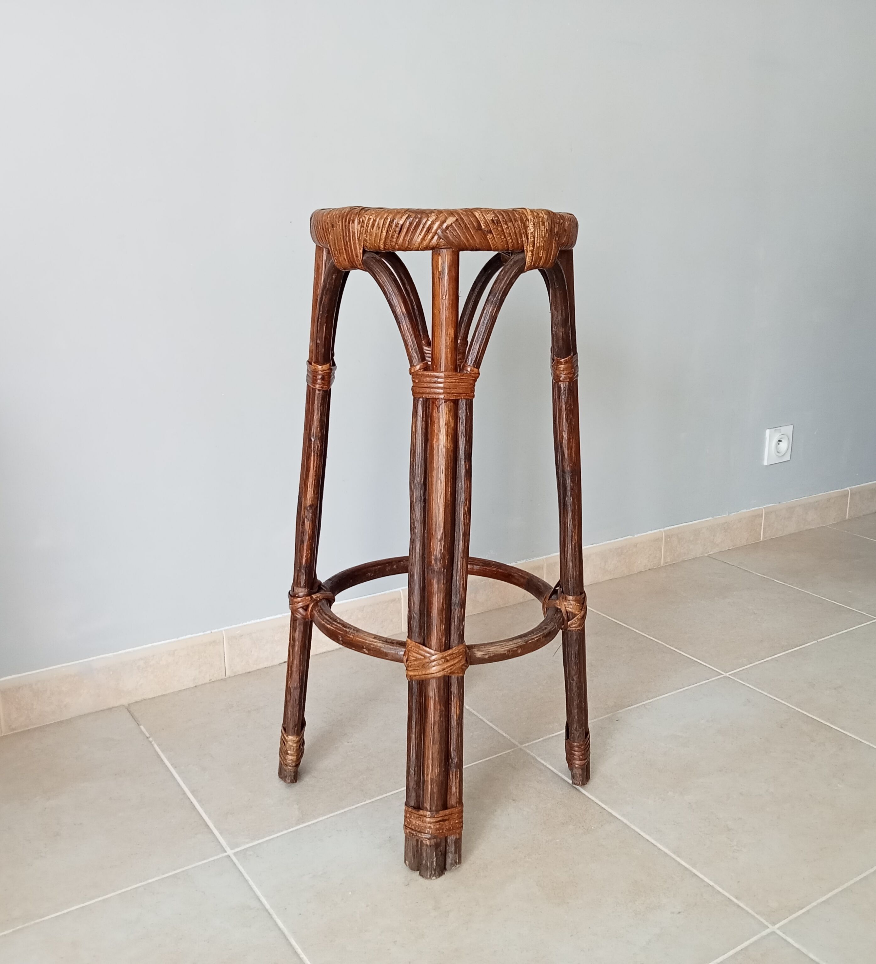 Vintage rattan high stool 60s/70s