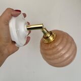 Vintage globe wall light in pink Clichy glass