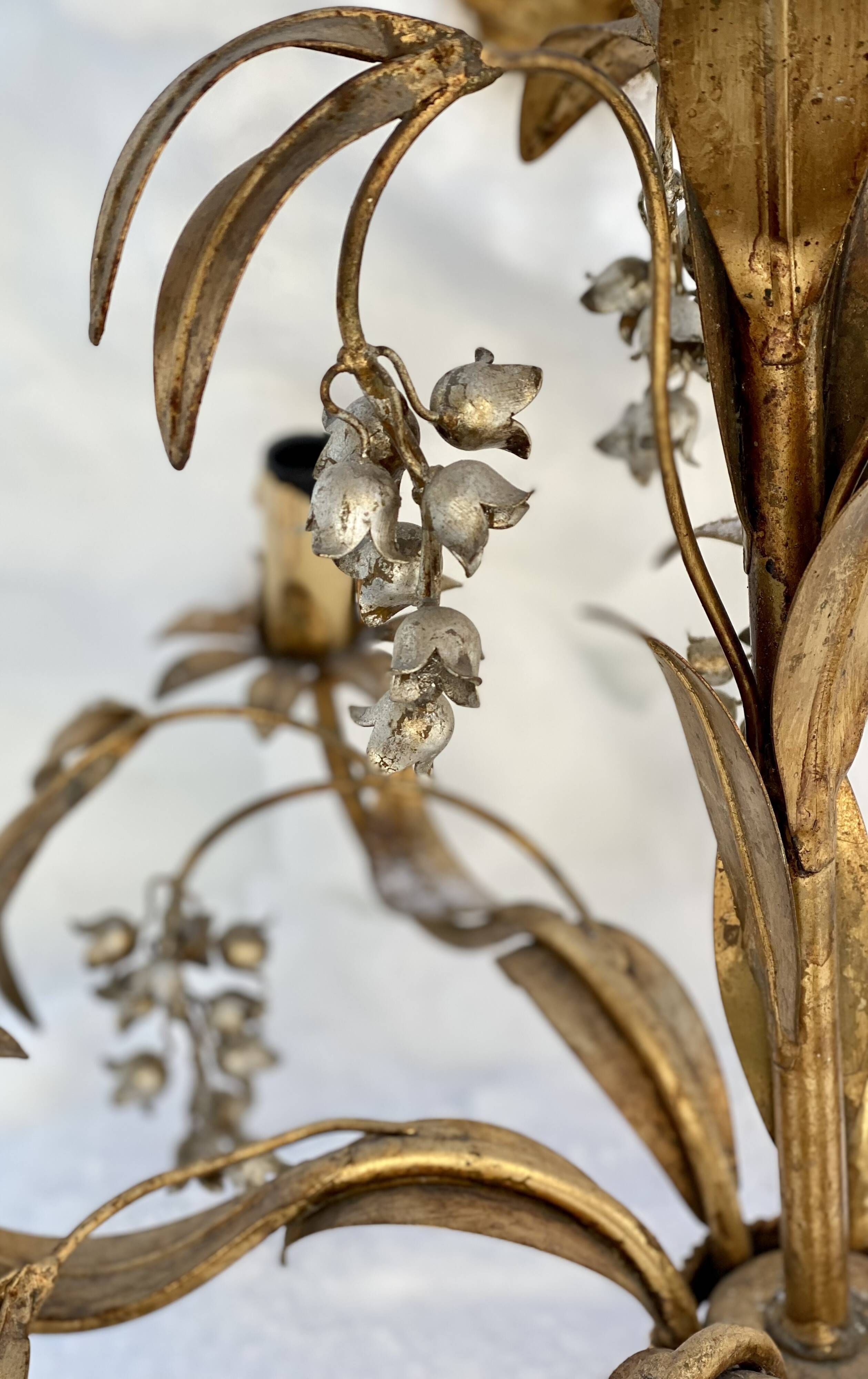 Hans Kögl vintage 1960s gold metal flower chandelier
