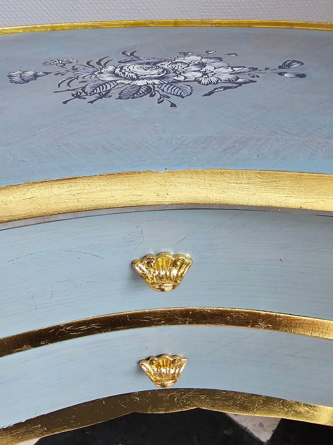 Louis XV style bedside table in marquetry