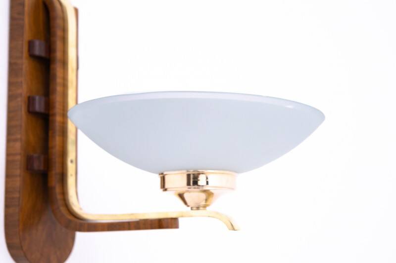 Set of five unique Art Deco wall lamps, Poland, 1950s.