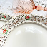 9 Villeroy Boch flat plates in white golden porcelain floral pattern