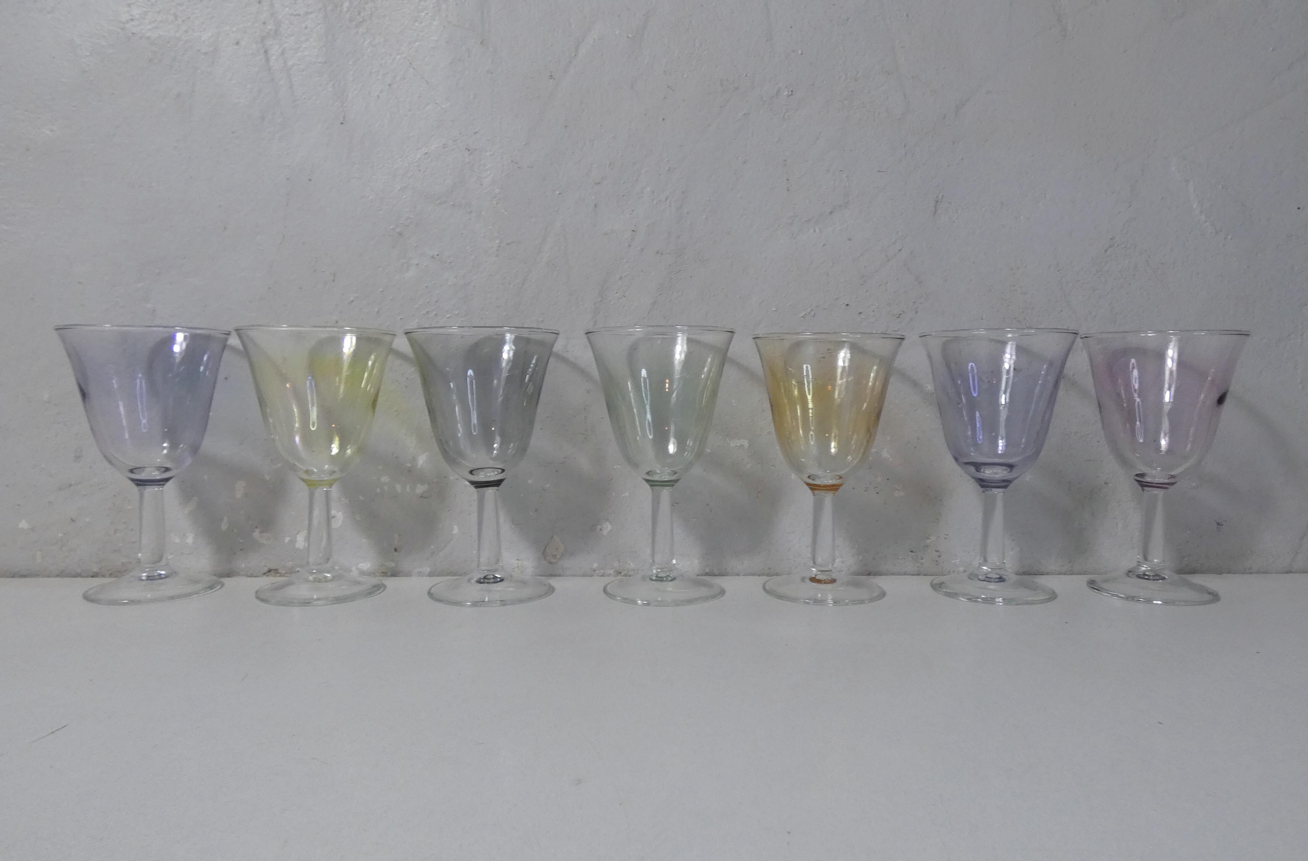 7 glasses aperitif vintage harlequin