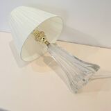 Vintage daum france 1960 crystal lamp base with pleated shade