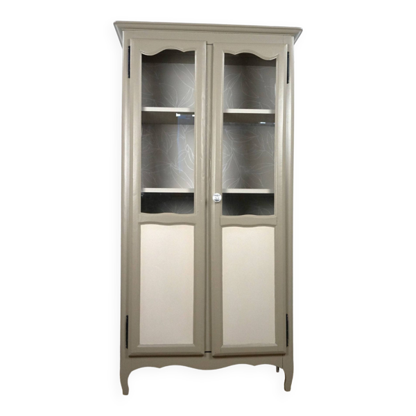 vaisselier vitrine parisienne relooké peinture papier peint style champêtre
