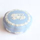 Wedgwood jasperware blue bonbonniere box, UK 1950s.