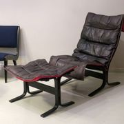 Westnofa patinated leather lounge chair with footrest, Norway 1960s