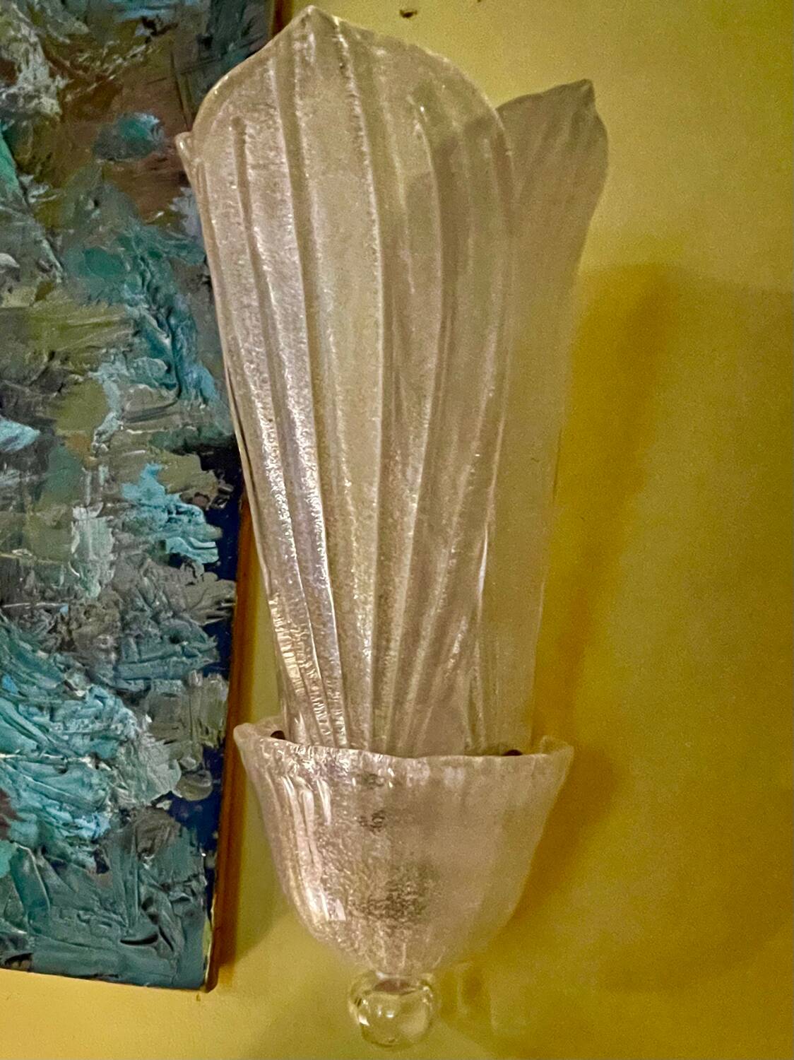 Barovier Toso large Murano glass wall lamp, Italy 1980s