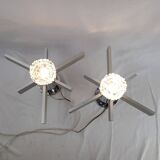 Pair of vintage Italian chrome and glass wall lights, 1960s Sciolari.