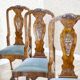 Vintage English Walnut Chairs, 1920s, Set of 3
