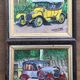 Paire de tableaux vintages représentants 2 vieux tacots