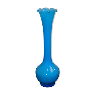Vase opaline bleu vintage