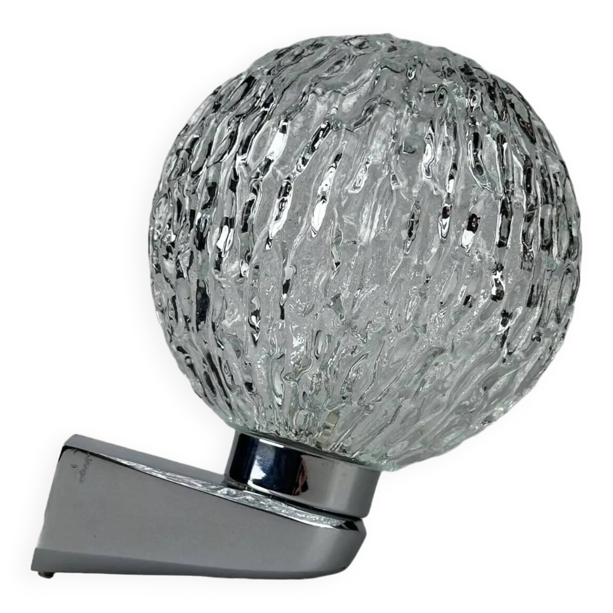 60s 70s wall lamp ball lamp metal chrome & glass space age design