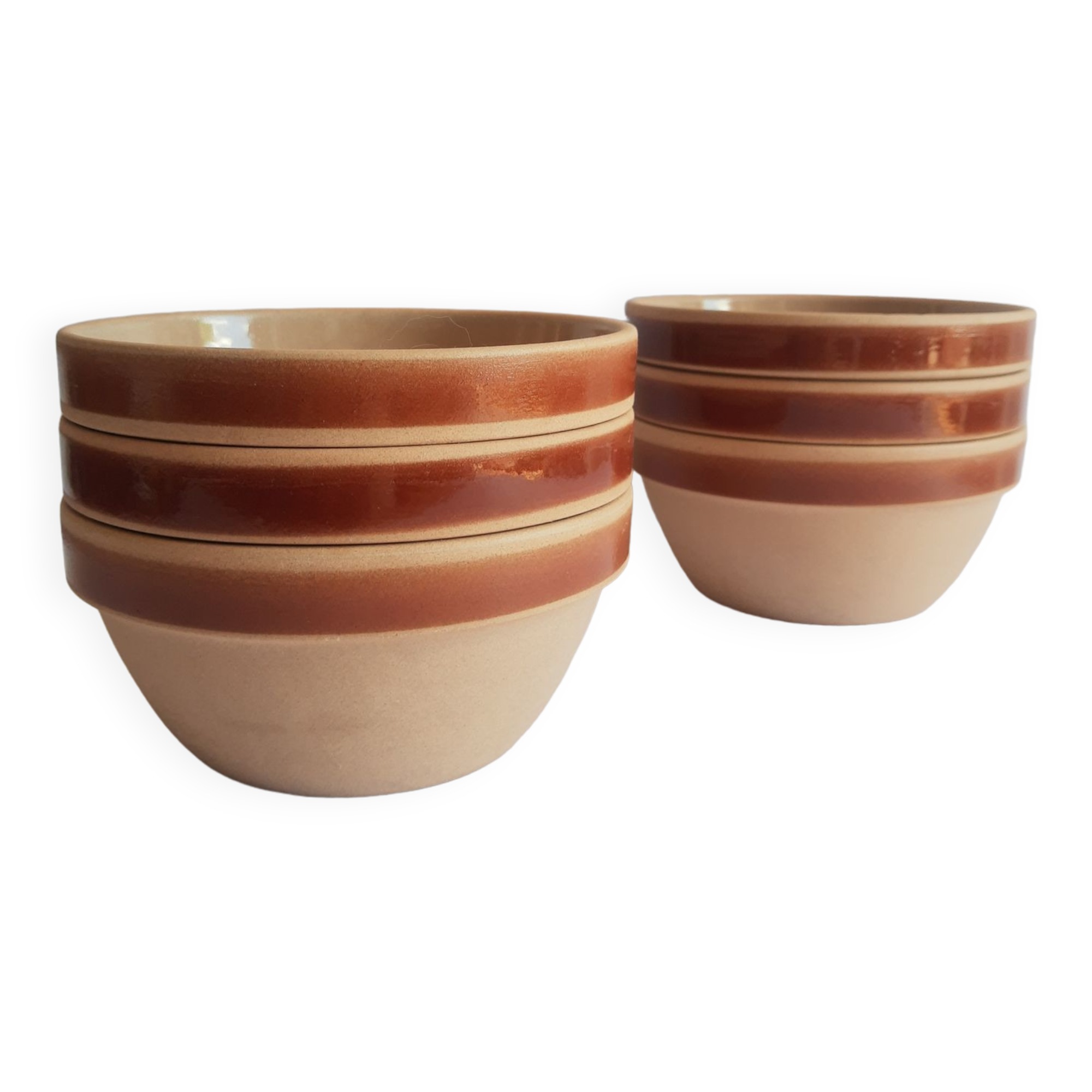 Set of 6 vintage Gien France stoneware bowls