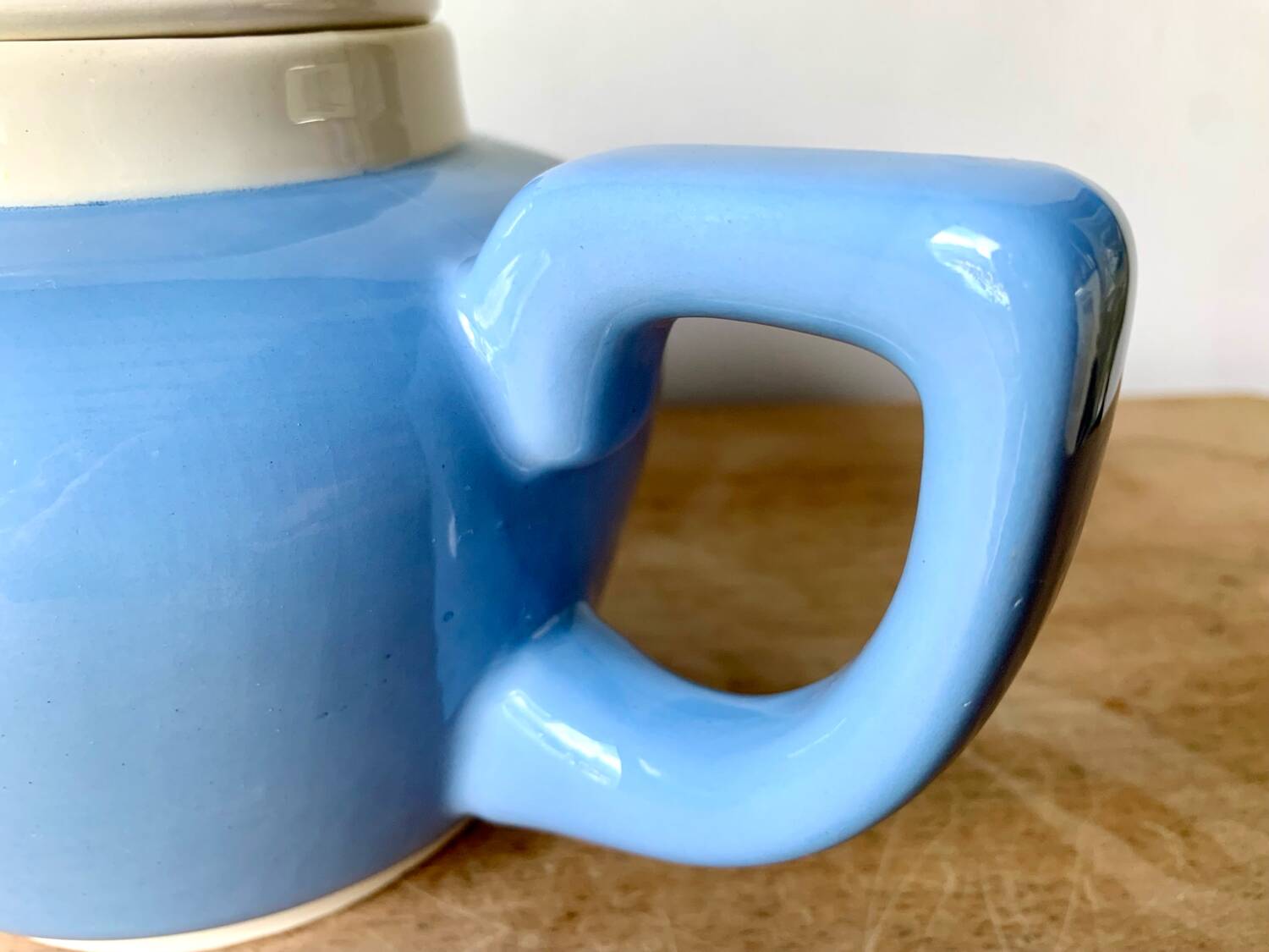 Old sky blue Digoin coffee maker