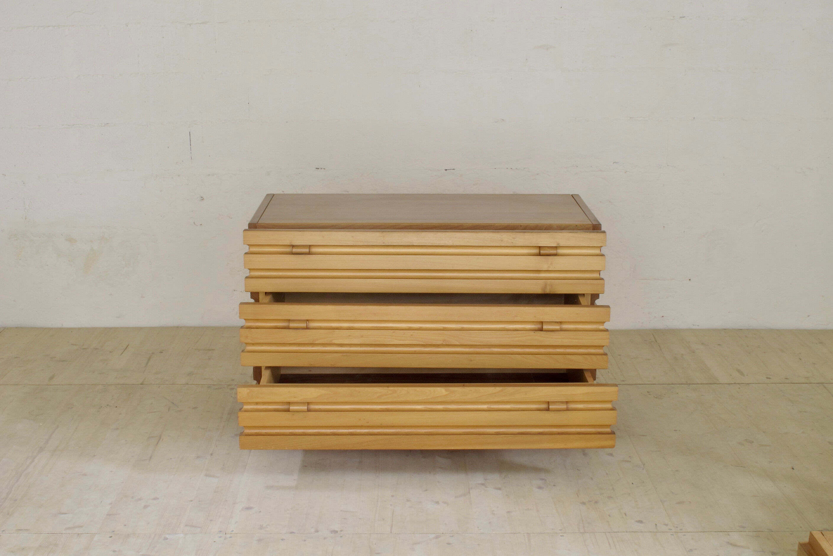 Solid elm three-drawer chest of drawers