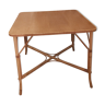 Table carrée en bois et rotin vintage