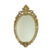 French Brass Crested Mirror Gold Baroque Louis XV Style 1950s