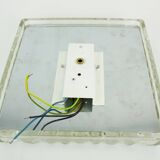 Heavy mid century ice glass wall lamp 1960s 70s sconce hustadt-leuchten