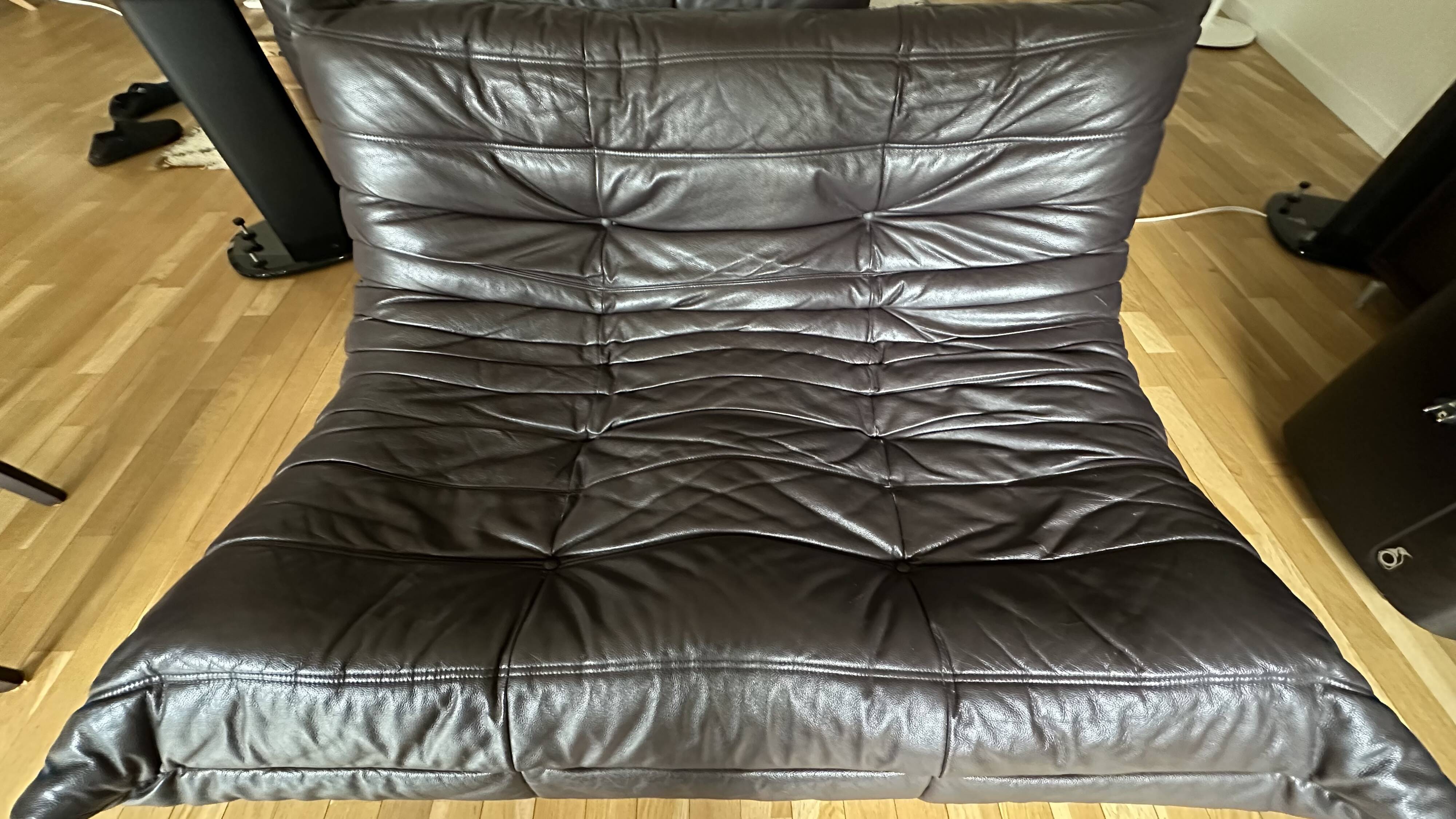 Togo corner sofa in Indiana Ink leather (2 two-seater benches and 1 corner piece)