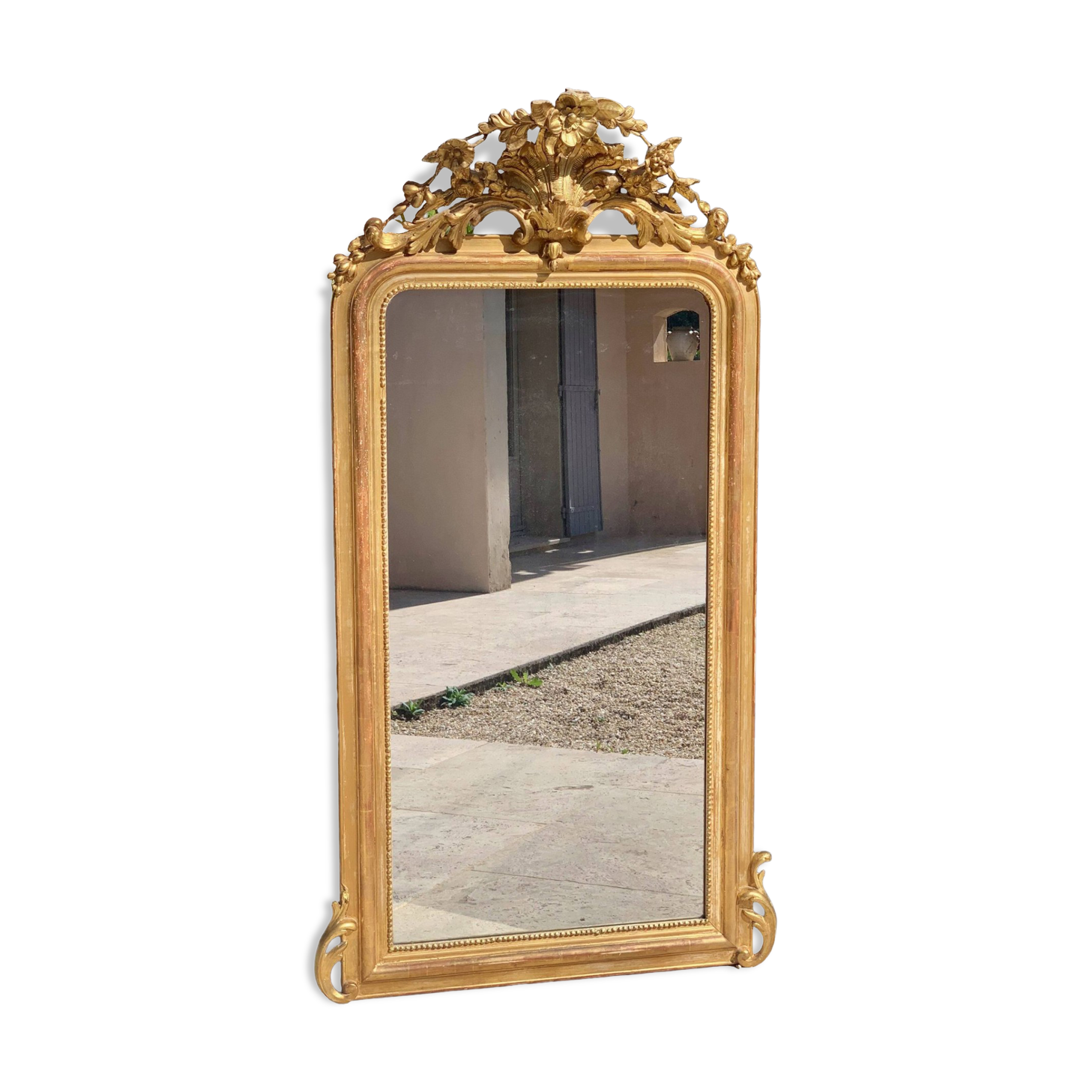 Napoleon iii mirror from the 19th century, large model, in gilded wood, height: 156 cm