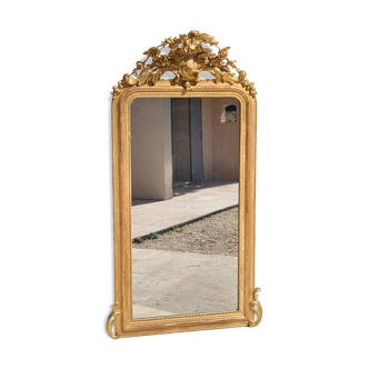 Napoleon iii mirror from the 19th century, large model, in gilded wood, height: 156 cm