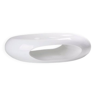 White lacquered pebble coffee table