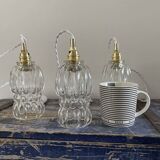 Set of three glass pendant lights of Scandinavian origin