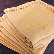 8 serviettes anciennes monogrammées CG - 38x38 cm - Coton