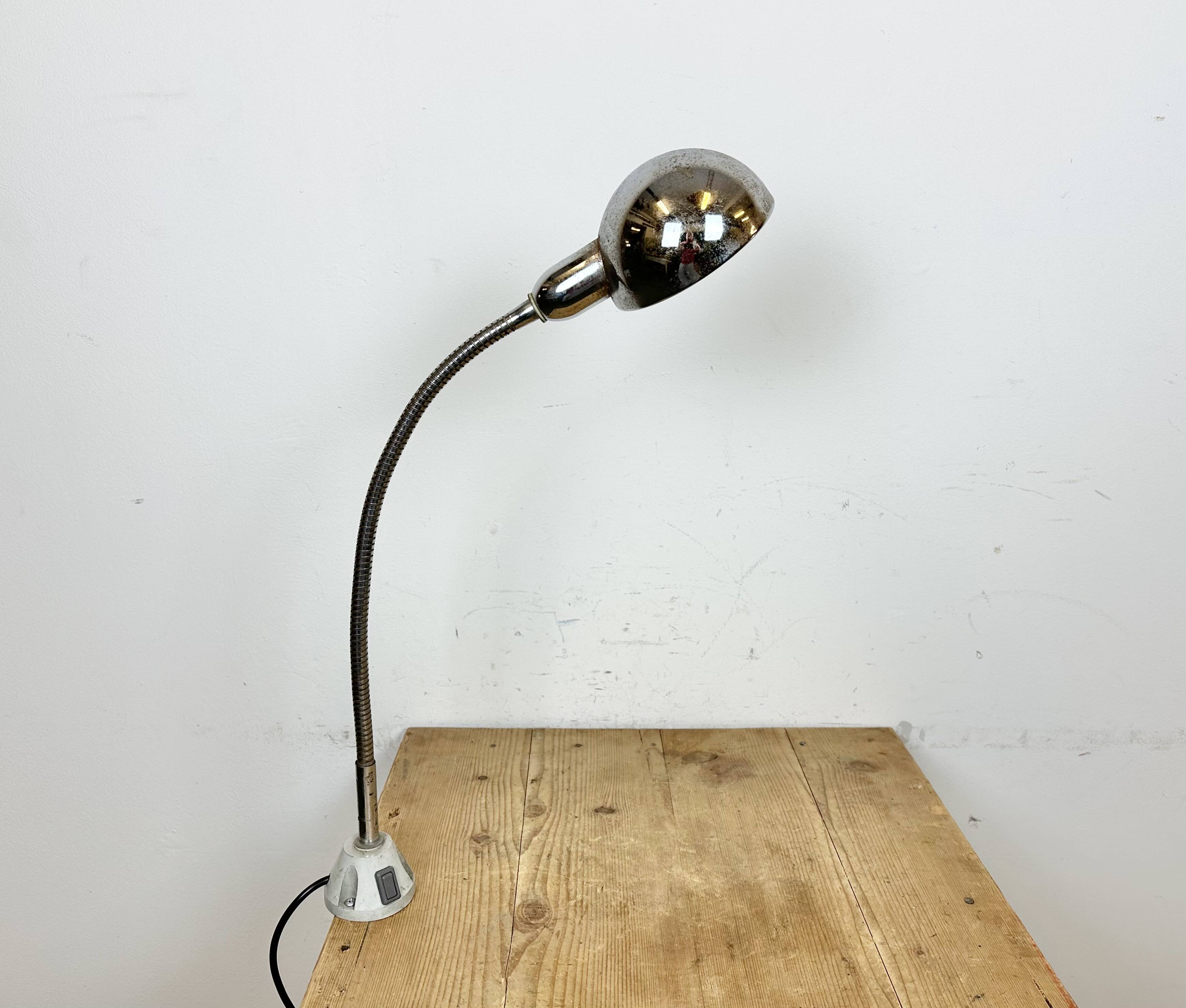 Vintage Chrome Italian Gooseneck Table Lamp, 1960s