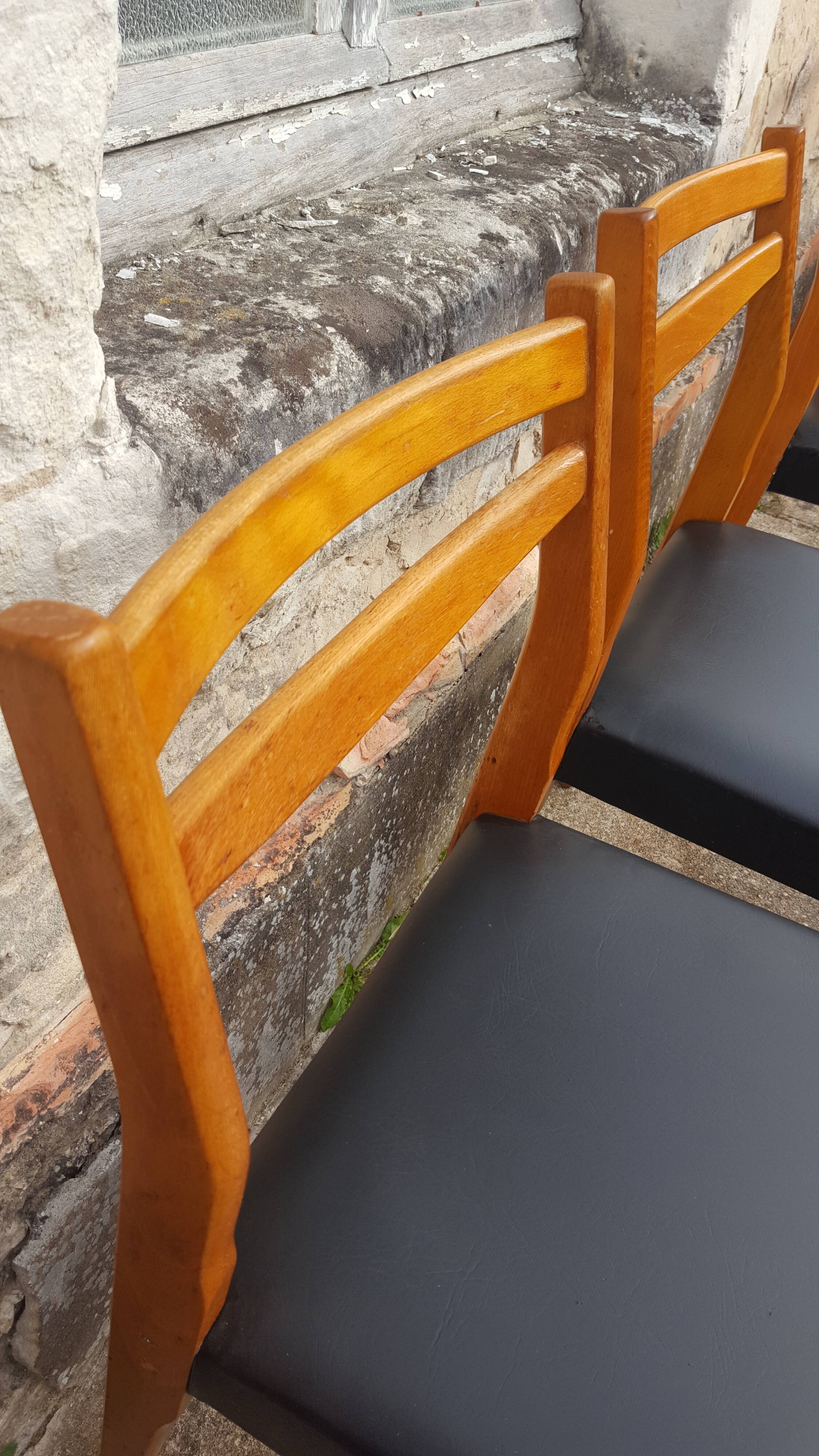 6 scandinavian chairs vintage beech and skai