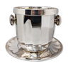 1960s Gorgeous Ice Bucket With Plate in Silver Plated by Ricci for Marengo. Made in Italy