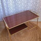 Coffee table with gold metal vinyl holder from the 70s)