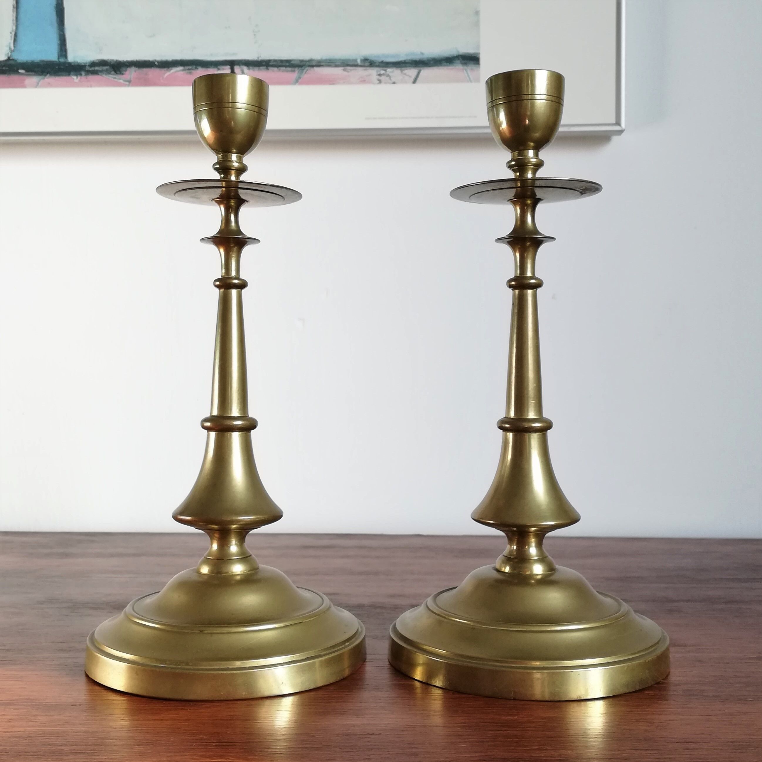 Pair of brass candle holders