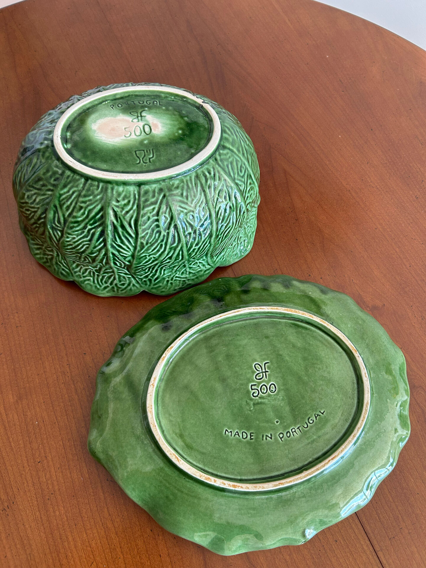 Fruit bowl with saucer in earthenware "Cabbage" - Bordallo Pinheiro