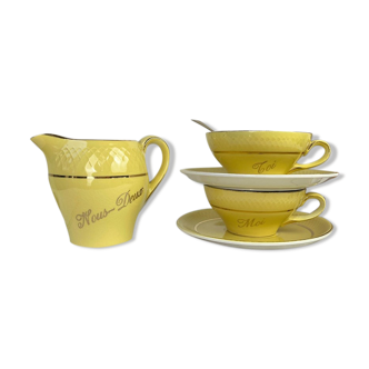 Breakfast service head to head porcelain Moulin des Loups yellow We two Villeroy & Boch made in France