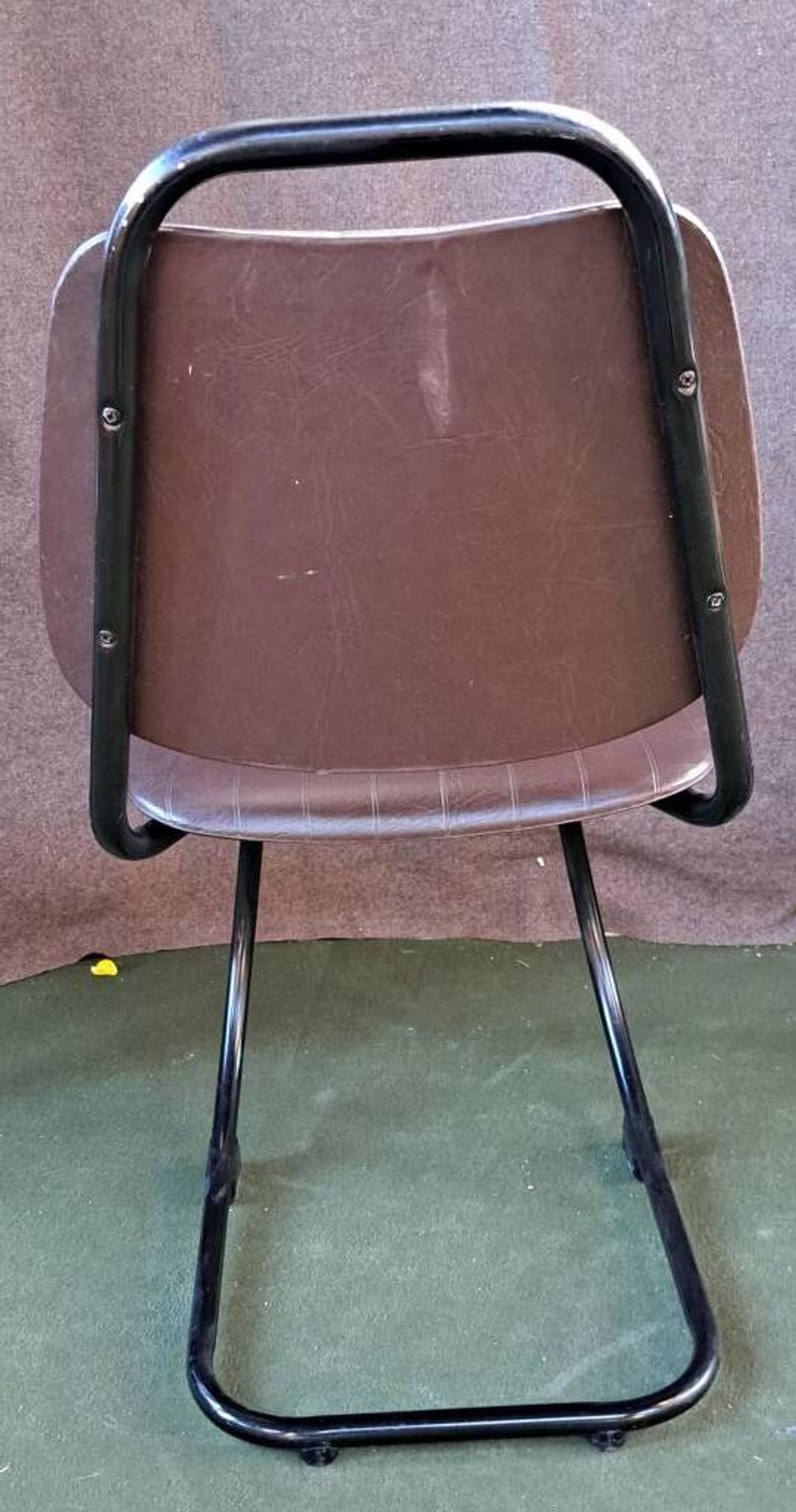 Metal and imitation leather sled-style office chair, 1970s
