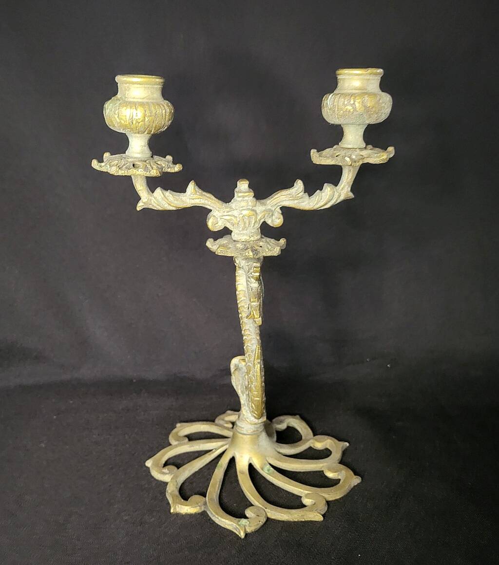 Pair of Koi Fish Candle Holder Solid Brass