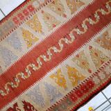 Vintage Turkish Melas handmade carpet 76cm x 267cm 1950s, 1C689