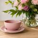 Cup and saucer Salins France in powdered pink earthenware – 1950s-60s