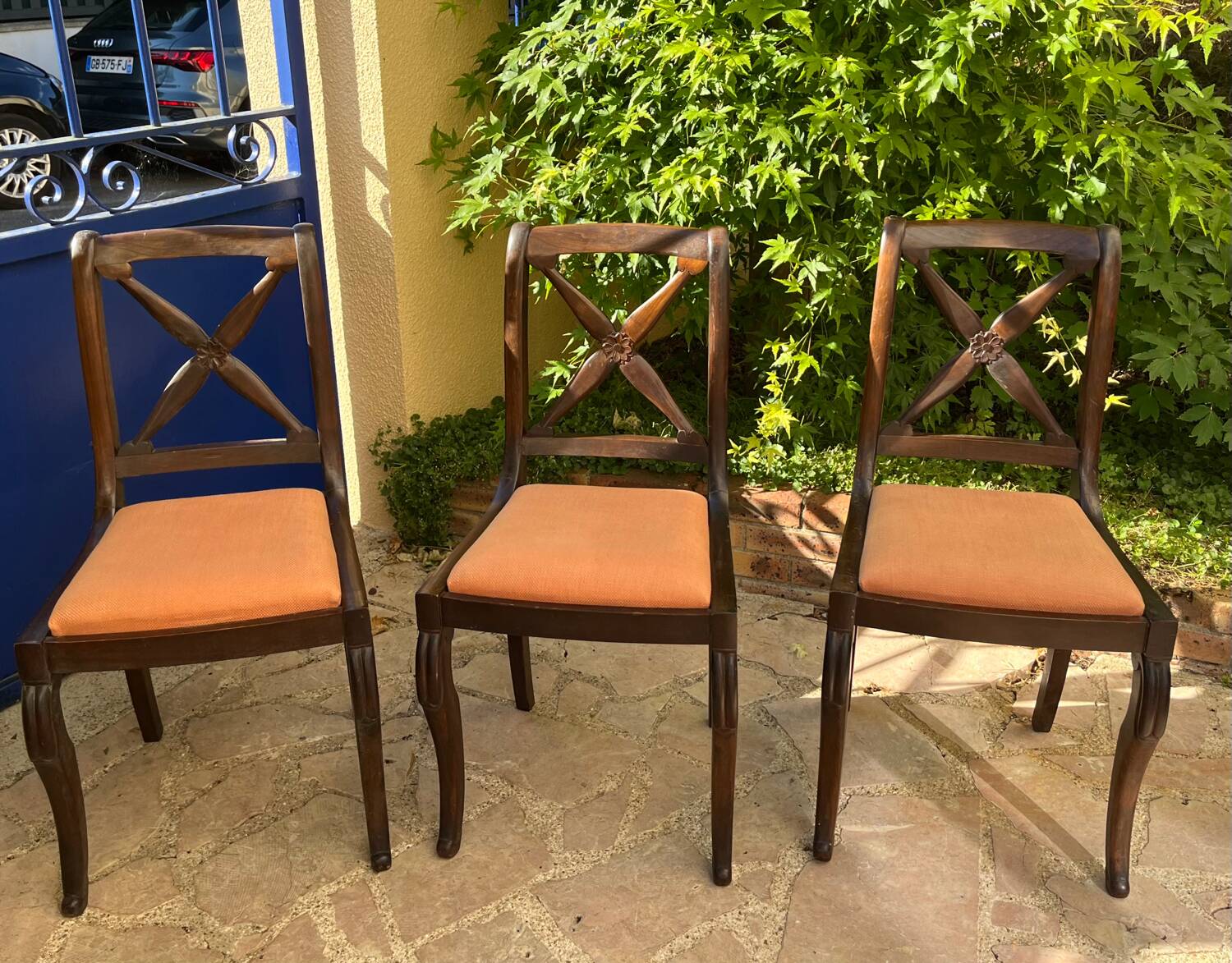 Set of 3 antique wooden chairs