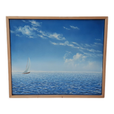 Tableau huile sur toile paysage mer vintage